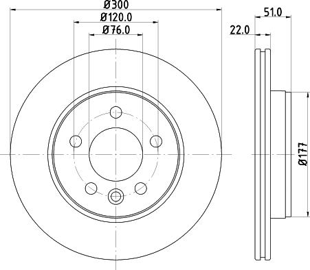 HELLA PAGID 8DD 355 125-571 - Гальмівний диск autocars.com.ua