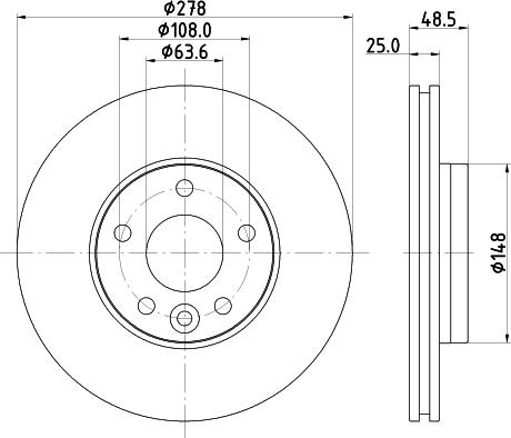 HELLA PAGID 8DD 355 126-561 - Гальмівний диск autocars.com.ua