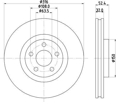 HELLA PAGID 8DD 355 126-701 - Гальмівний диск autocars.com.ua