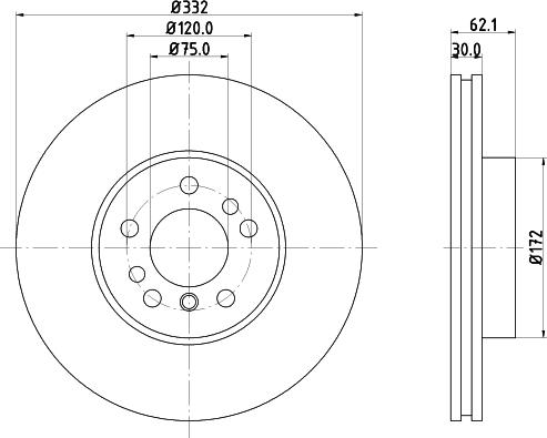 HELLA PAGID 8DD 355 127-631 - Гальмівний диск autocars.com.ua