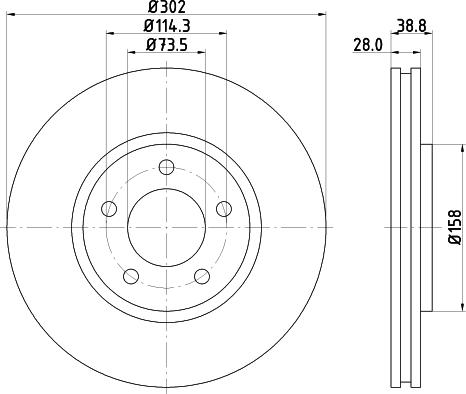 HELLA PAGID 8DD 355 127-671 - Гальмівний диск autocars.com.ua