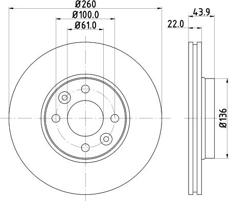 HELLA PAGID 8DD 355 127-881 - Гальмівний диск autocars.com.ua