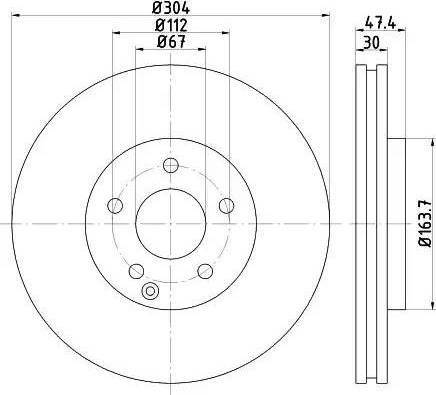 HELLA PAGID 8DD 355 121-191 - Гальмівний диск autocars.com.ua