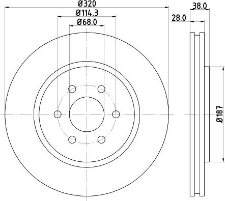 HELLA PAGID 8DD 355 129-541 - Гальмівний диск autocars.com.ua