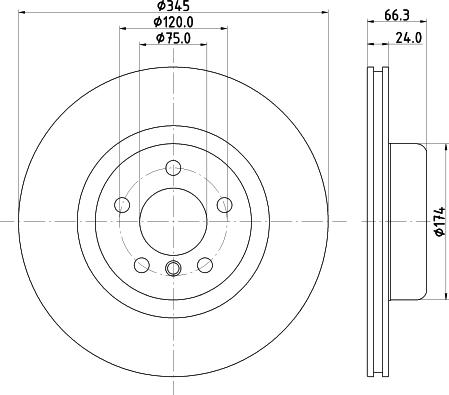 HELLA PAGID 8DD 355 132-781 - Гальмівний диск autocars.com.ua