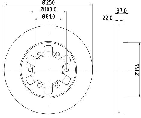 HELLA PAGID 8DD 355 133-931 - Гальмівний диск autocars.com.ua