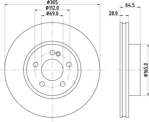 HELLA PAGID 8DD 355 134-442 - Гальмівний диск autocars.com.ua