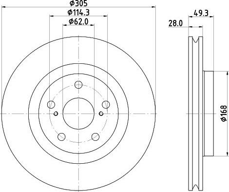 HELLA PAGID 8DD 355 135-241 - Гальмівний диск autocars.com.ua