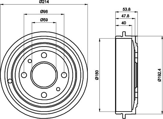 HELLA PAGID 8DT 355 300-081 - Тормозной барабан avtokuzovplus.com.ua