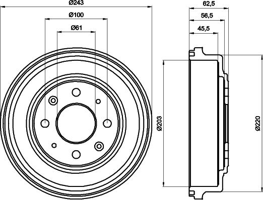 HELLA PAGID 8DT 355 300-231 - Гальмівний барабан autocars.com.ua