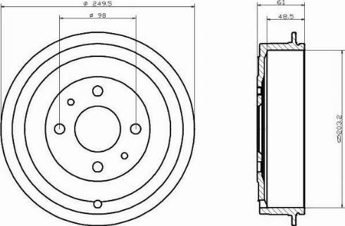 HELLA PAGID 8DT355300301 - Тормозной барабан avtokuzovplus.com.ua