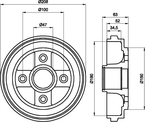 HELLA PAGID 8DT 355 300-381 - Гальмівний барабан autocars.com.ua