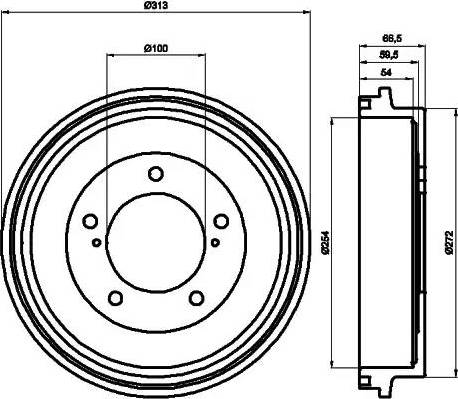 HELLA PAGID 8DT355300491 - Гальмівний барабан autocars.com.ua