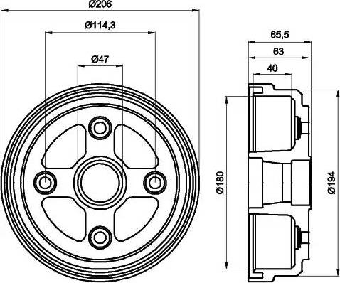 HELLA PAGID 8DT 355 300-541 - Гальмівний барабан autocars.com.ua