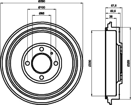 HELLA PAGID 8DT 355 300-811 - Гальмівний барабан autocars.com.ua