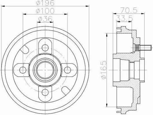 HELLA PAGID 8DT 355 301-081 - Гальмівний барабан autocars.com.ua