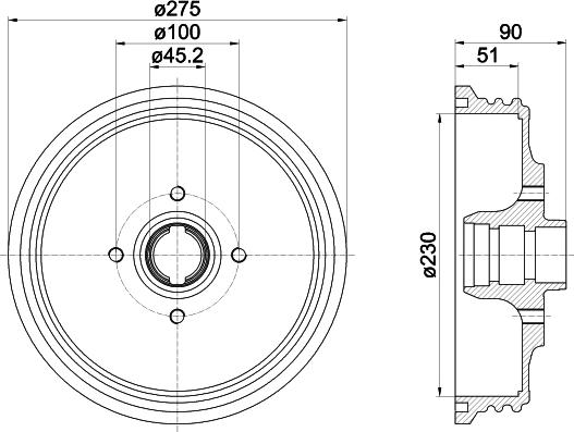 HELLA PAGID 8DT 355 301-351 - Гальмівний барабан autocars.com.ua