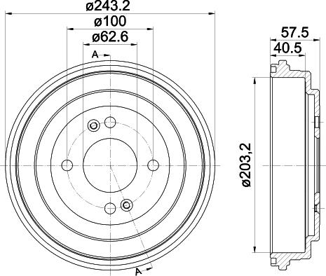 HELLA PAGID 8DT 355 301-881 - Тормозной барабан avtokuzovplus.com.ua