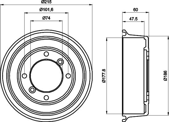 HELLA PAGID 8DT 355 302-041 - Тормозной барабан avtokuzovplus.com.ua