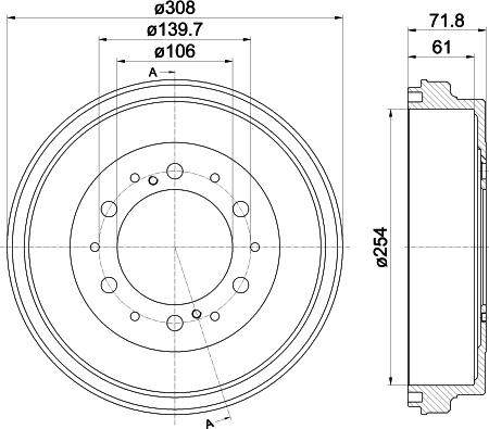 HELLA PAGID 8DT 355 302-421 - Тормозной барабан avtokuzovplus.com.ua