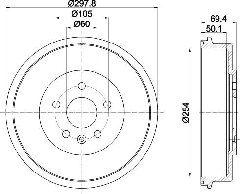 HELLA PAGID 8DT 355 302-671 - Гальмівний барабан autocars.com.ua