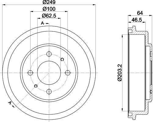 HELLA PAGID 8DT 355 302-691 - Гальмівний барабан autocars.com.ua