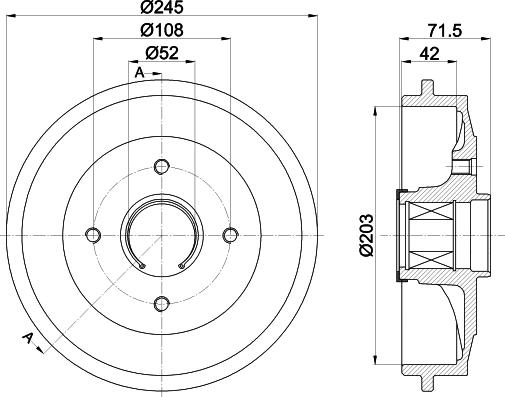 HELLA PAGID 8DT 355 302-741 - Гальмівний барабан autocars.com.ua