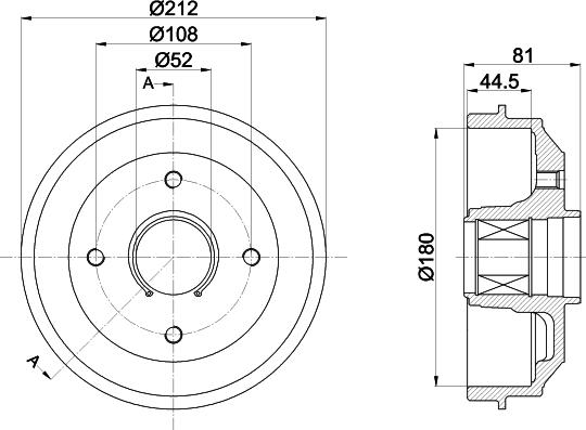 HELLA PAGID 8DT 355 302-821 - Гальмівний барабан autocars.com.ua