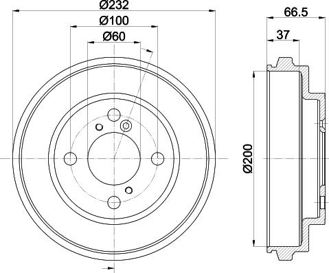 HELLA PAGID 8DT355303051 - Гальмівний барабан autocars.com.ua