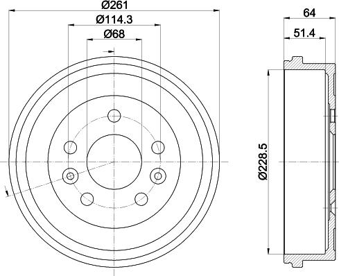 HELLA PAGID 8DT 355 303-151 - Гальмівний барабан autocars.com.ua