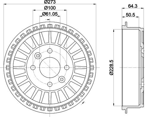 HELLA PAGID 8DT 355 303-201 - Гальмівний барабан autocars.com.ua