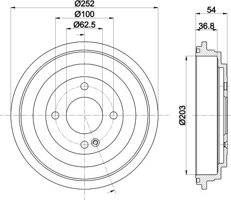 HELLA PAGID 8DT355303301 - Гальмівний барабан autocars.com.ua