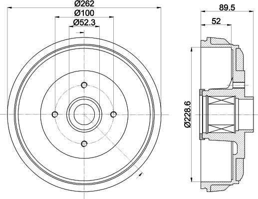 HELLA PAGID 8DT 355 303-411 - Гальмівний барабан autocars.com.ua