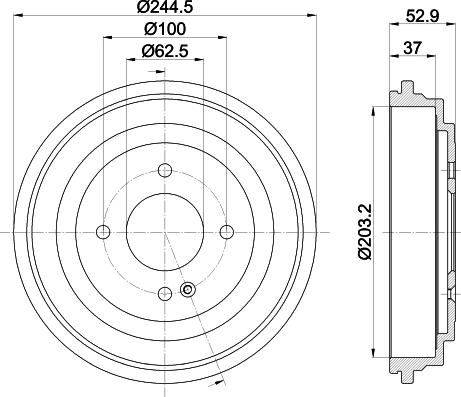 HELLA PAGID 8DT 355 303-431 - Гальмівний барабан autocars.com.ua