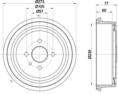 HELLA PAGID 8DT 355 303-451 - Гальмівний барабан autocars.com.ua