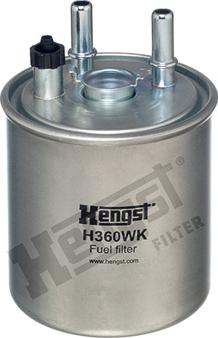 Hengst Filter H360WK - Фільтр паливний з нижн.датч.води Renault Kangoo. Laguna III 1.5dCi-2.0dCi 10.07- autocars.com.ua