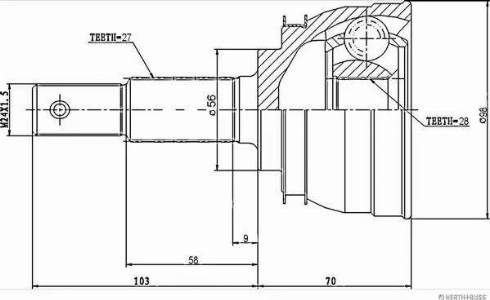 Herth+Buss Jakoparts J2821006 - Шарнирный комплект, ШРУС, приводной вал autodnr.net