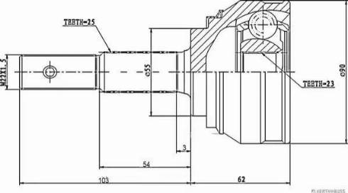 Herth+Buss Jakoparts J2821013 - Шарнірний комплект, ШРУС, приводний вал autocars.com.ua