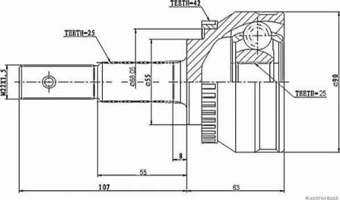 Herth+Buss Jakoparts J2821125 - Шарнірний комплект, ШРУС, приводний вал autocars.com.ua