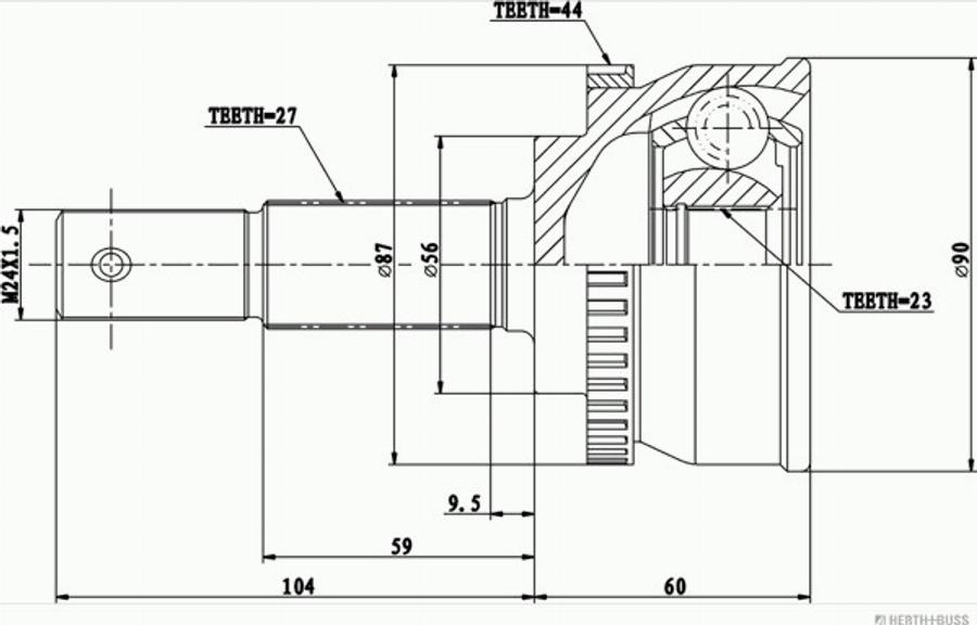 Herth+Buss Jakoparts J2821155 - Шарнірний комплект, ШРУС, приводний вал autocars.com.ua