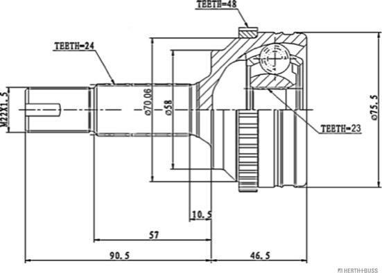 Herth+Buss Jakoparts J2822136 - Шарнирный комплект, ШРУС, приводной вал avtokuzovplus.com.ua