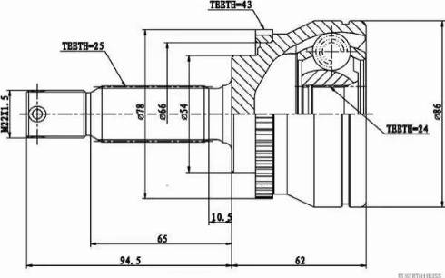 Herth+Buss Jakoparts J2825125 - Шарнірний комплект, ШРУС, приводний вал autocars.com.ua