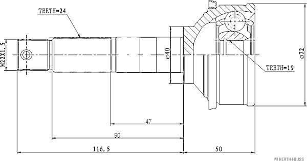 Herth+Buss Jakoparts J2826000 - Шарнирный комплект, ШРУС, приводной вал avtokuzovplus.com.ua