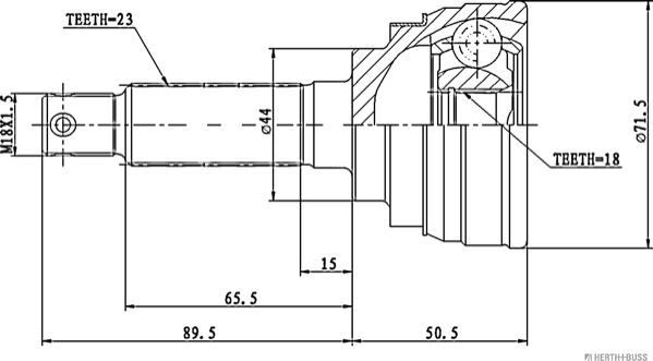 Herth+Buss Jakoparts J2828005 - Шарнирный комплект, ШРУС, приводной вал avtokuzovplus.com.ua