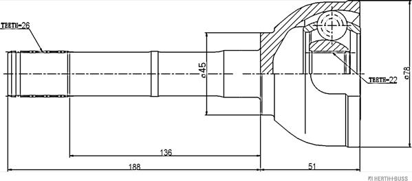 Herth+Buss Jakoparts J2828008 - Шарнирный комплект, ШРУС, приводной вал autodnr.net