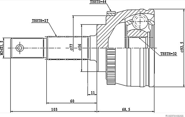 Herth+Buss Jakoparts J2831137 - Шарнірний комплект, ШРУС, приводний вал autocars.com.ua