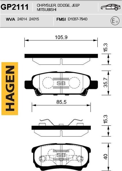 Hi-Q GP2111 - Гальмівні колодки, дискові гальма autocars.com.ua