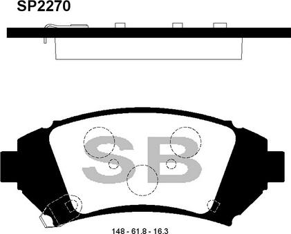 Hi-Q SP2270 - Тормозные колодки, дисковые, комплект avtokuzovplus.com.ua