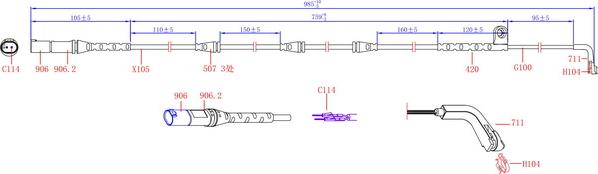 Hi-Q SWS1619 - Сигналізатор, знос гальмівних колодок autocars.com.ua