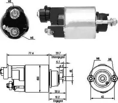 Hoffer 6646173 - Тягове реле, стартер autocars.com.ua